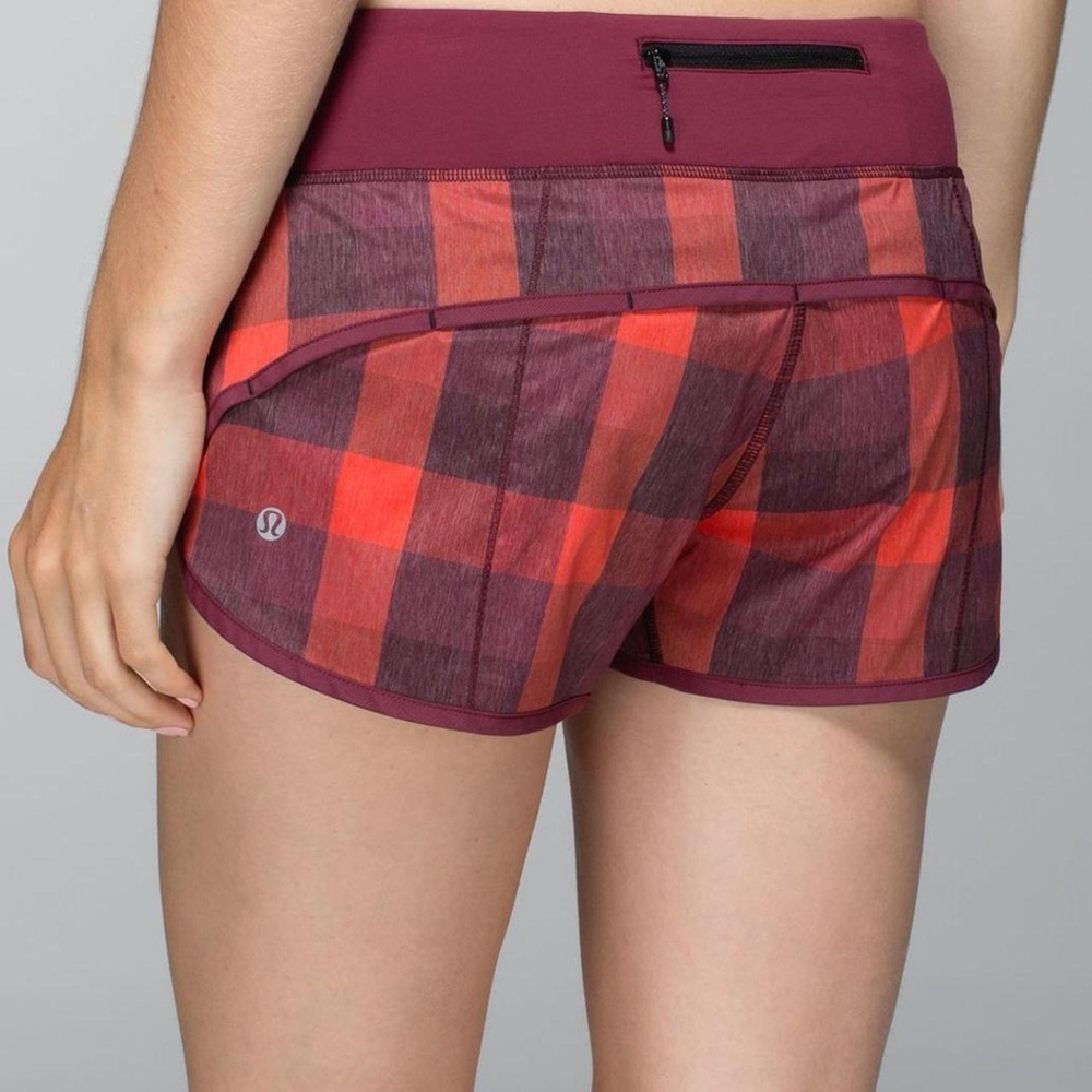 Lululemon Run Speed Short 🦄 6 Yama Check Heathered Flaming Tomato Plaid Red